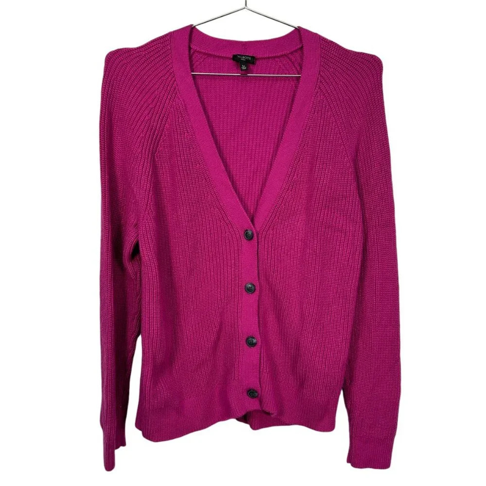 Teacher Sweater Talbots Purple Knit Cardigan Sweater Large Petite